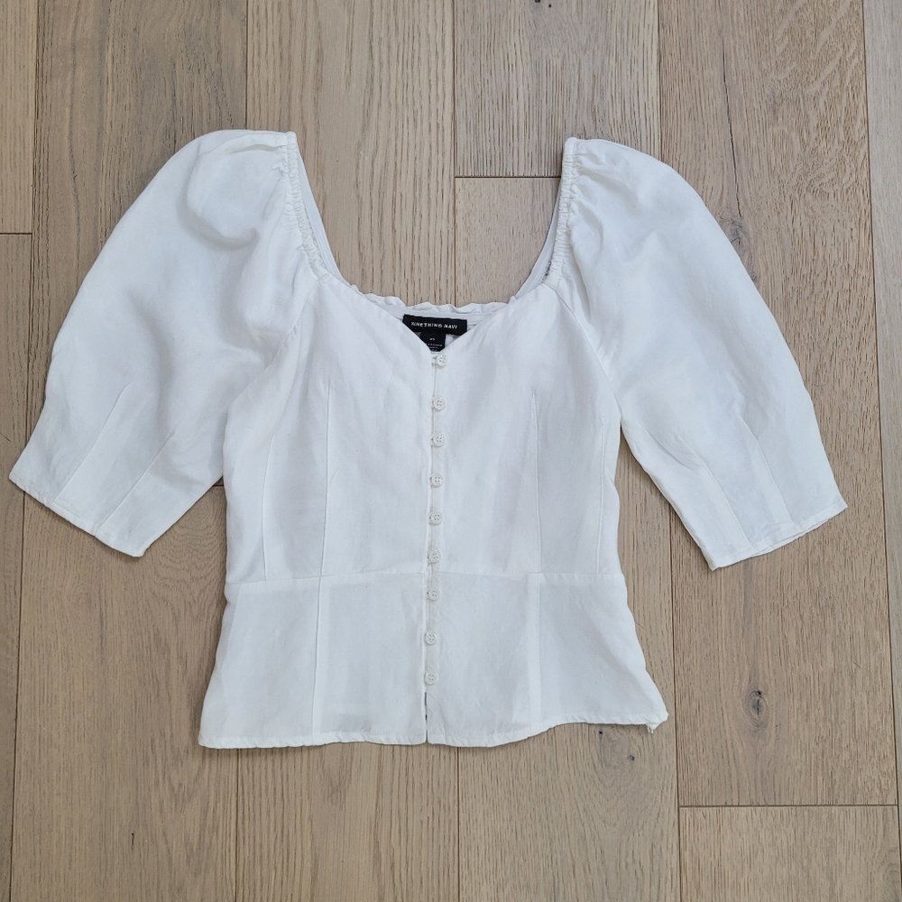 Something Navy puff sleeve top